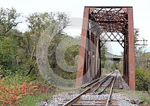 Railroad Bridge with New Road Bridge Behind it