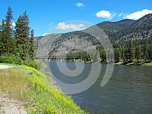 Railroad Bridge over the Clark Fork River in Montana, USA