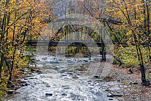 Railroad Bridge Over Dunlap Creek With Fall Color photo