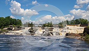 Railroad bridge over Lewiston Falls in the Androscoggin River