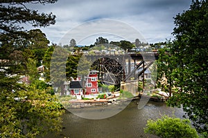 Railroad bridge over Soquel Creek in Capitola, California.