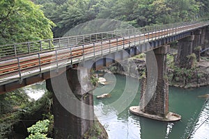 Railroad bridge on Pingxi line in Shifen, Taiwan, ROC photo