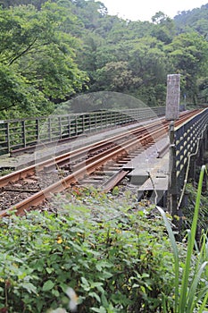 Railroad bridge on Pingxi line in Shifen, Taiwan, ROC