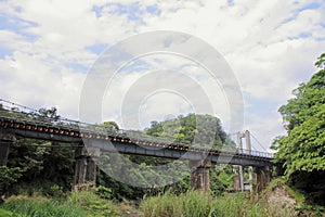 Railroad bridge on Pingxi line in Shifen, Taiwan, ROC