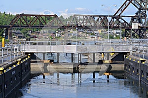 Railroad Bridge and Ships near Ballard Washington