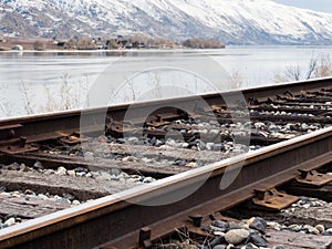 Railroad in Columbia river valley, WA