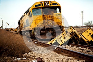 Railroad crossing accident train that went off track while driving at speed