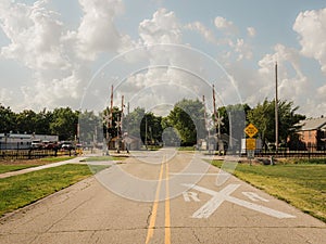 Railroad crossing in Gardner, a small town on Route 66 in Illinois