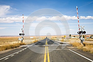 Railroad crossing with gates