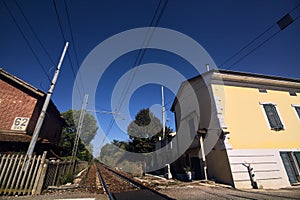 Railroad crossing in an italian town
