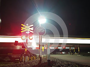 Railroad Crossing Lights in Long Exposure