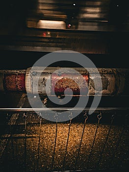 Railroad crossing at night