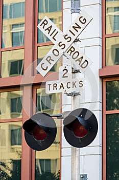 Railroad crossing sign in Washington DC