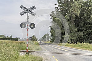 Railroad crossing signal, near Ealing, New Zealand