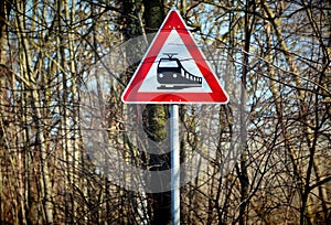 Railroad crossing signal on rural highway