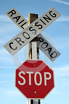 Railroad Crossing Stop Sign