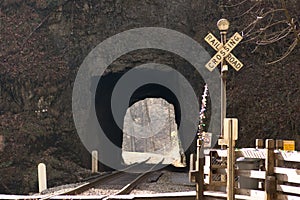 Railroad Crossing at tunnel