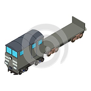 Railroad flatcar icon, isometric style