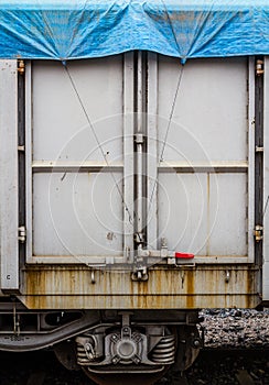 Railroad Freight Wagons on a Fright Train Station