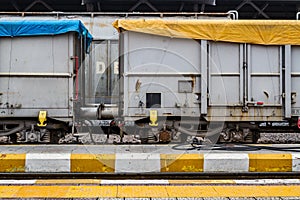 Railroad Freight Wagons on a Fright Train Station