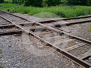 Railroad frog crossing.