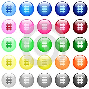 Railroad icons in color glossy buttons