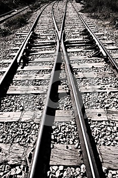 Railroad junction - black & white