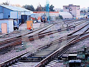 Railroad in Moscow suburbs background