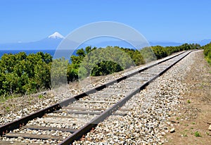 Railroad near lake Llanquihue, Chile