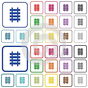 Railroad outlined flat color icons