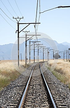 Railroad passing through countryside South Africa