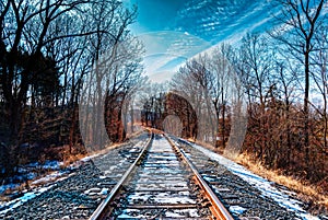 Railroad in Pennsylvania Snow on Tracks