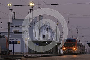 Railroad. Portuguese electric train on Entroncamento Station.