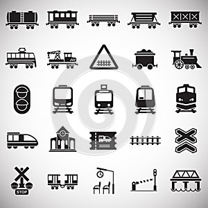 Railroad related icons set on white background for graphic and web design. Simple vector sign. Internet concept symbol