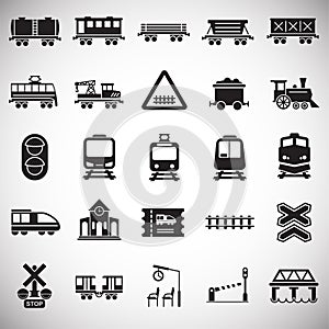 Railroad related icons set on white background for graphic and web design. Simple vector sign. Internet concept symbol photo