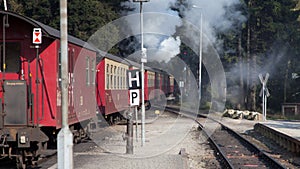 Railroad returning from peak of Brocken Mountain at Saxony-Anhalt.
