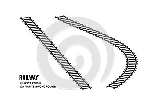 Railroad set top view. Vector illustration on white