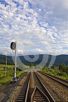 Railroad signal and tracks