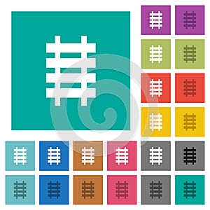 Railroad square flat multi colored icons