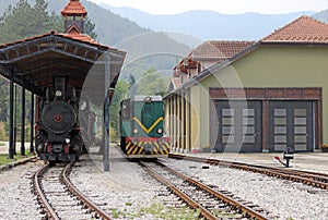 Railroad station with trains