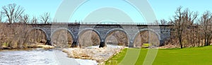 Railroad stone arch bridge