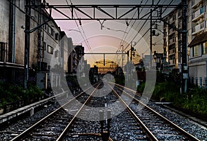 Railroad Sunset in Tokyo
