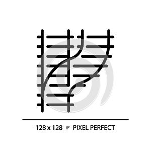 Railroad switch pixel perfect black glyph icon