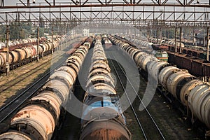 Railroad tank cars and cargo wagons