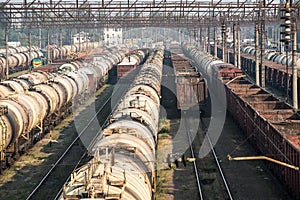 Railroad tank cars and cargo wagons