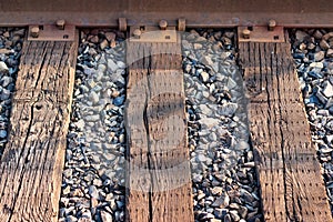 Railroad ties and steel track abstract