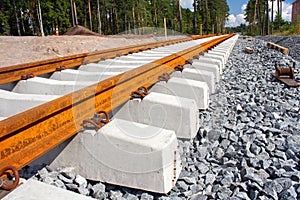 Railroad ties and tracks photo