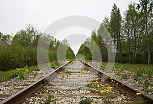 Railroad to nowhere in an old village in Tallinn Estonia