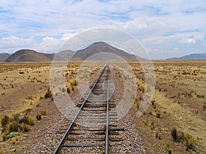 Railroad-track on the Altiplano (Peru) photo