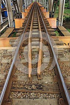 railroad track on bridge detail view